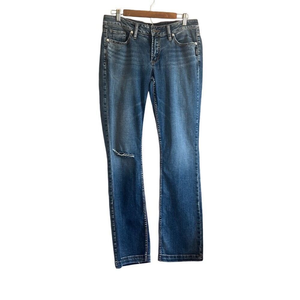 Silver Jeans‎ Co Elyse Slim Boot Jeans Distressed Medium Wash Women's W28 L33